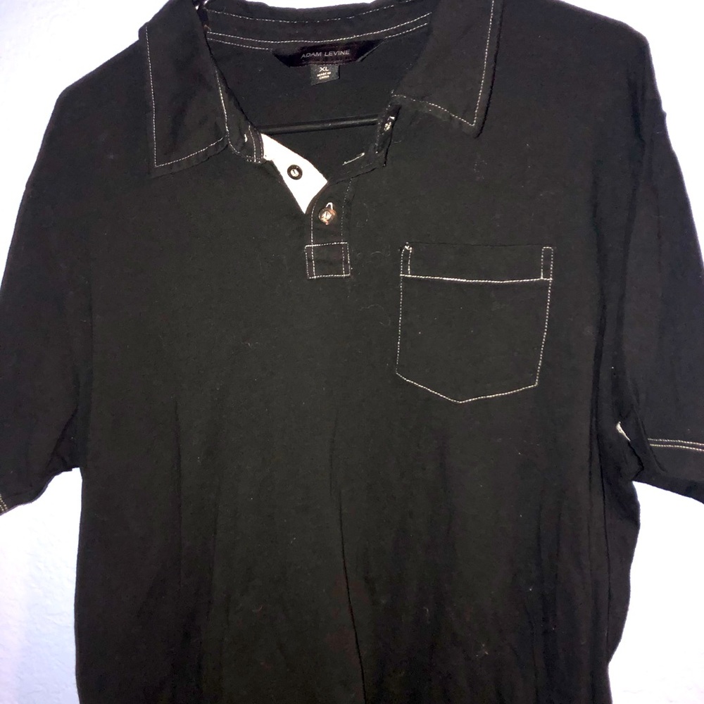 Polo type black w/ white stitching